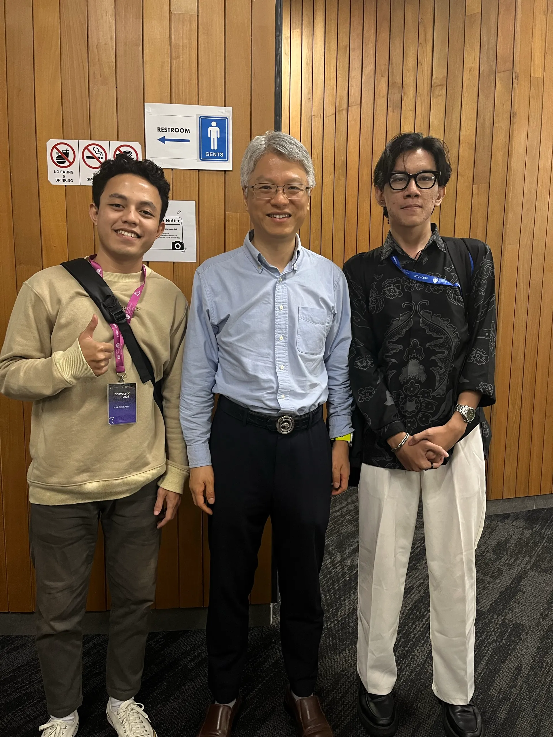 From left to right: me, Prof. Wen Yonggang of NTU, and Rizky
